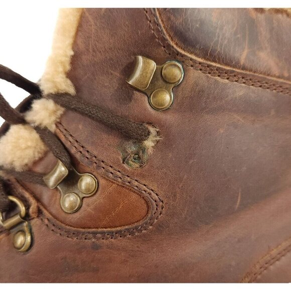 Belstaff Gorge Hiker Boots Size 45 US 12 Mens Brown Leather Shearling $450 - Picture 9 of 16